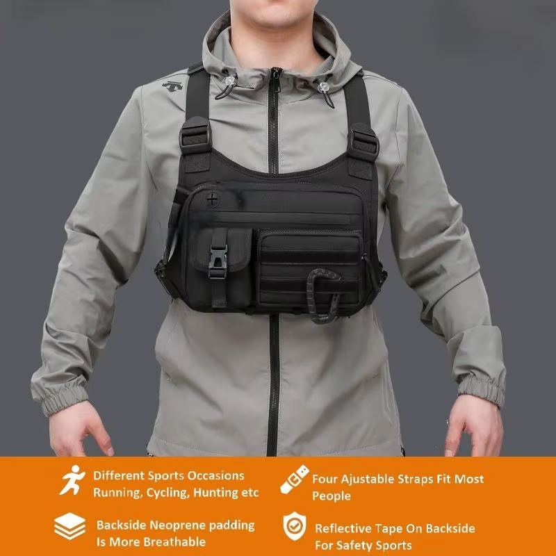 Sac de poitrine tactique d'extérieur unisexe pour la course à pied