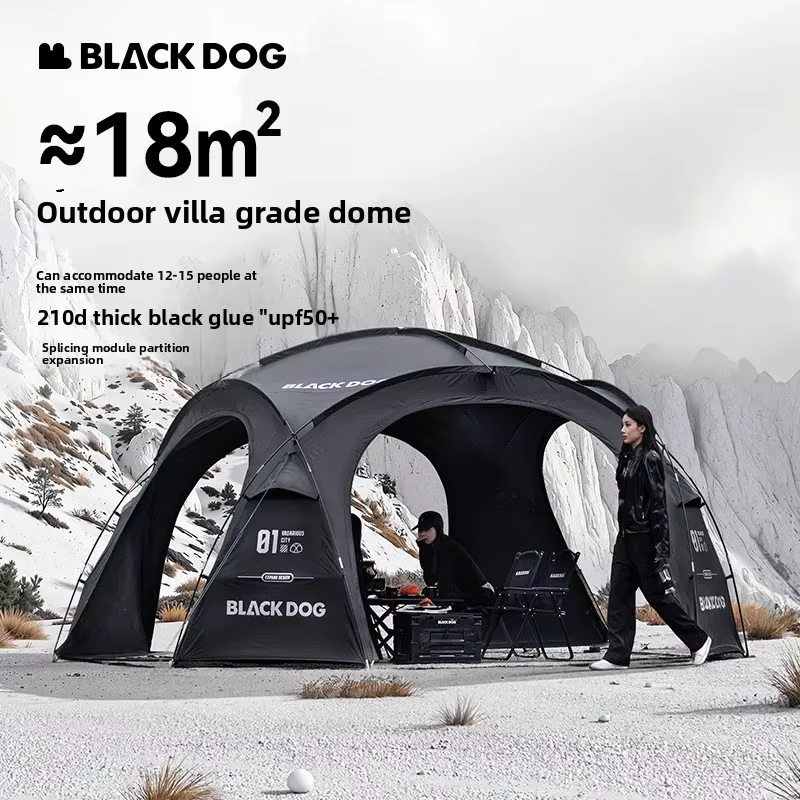 BLACK DOG Camping en plein air Camping étanche Portable tente familiale Expansion randonnée grande tente colle noire tente de luxe