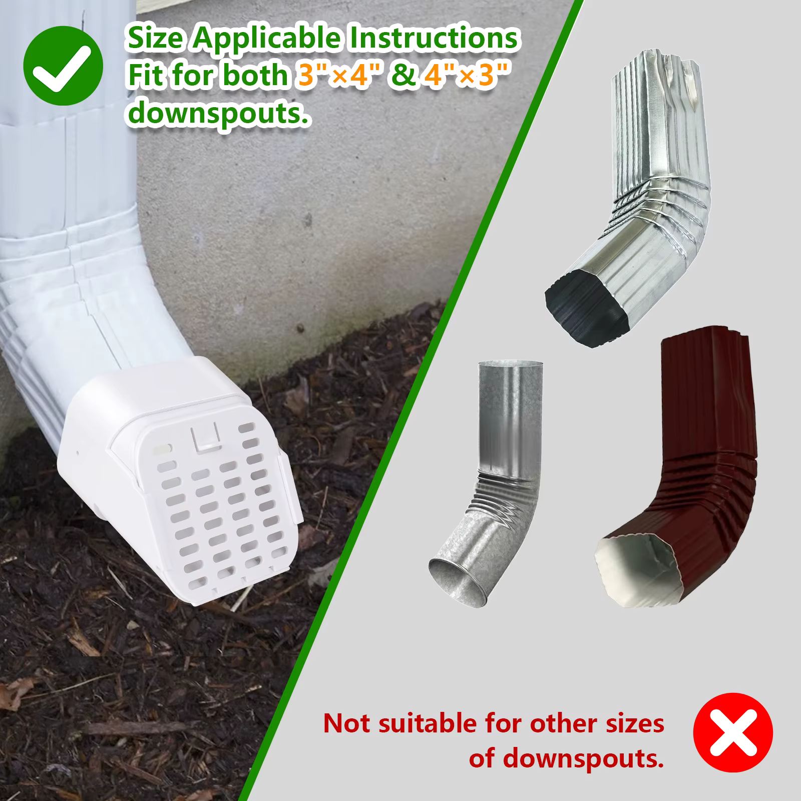 Protection anti-rongeurs pour gouttières, conçue pour une installation horizontale, compatible avec les gouttières carrées de 2x3 et 3x4 pouces.