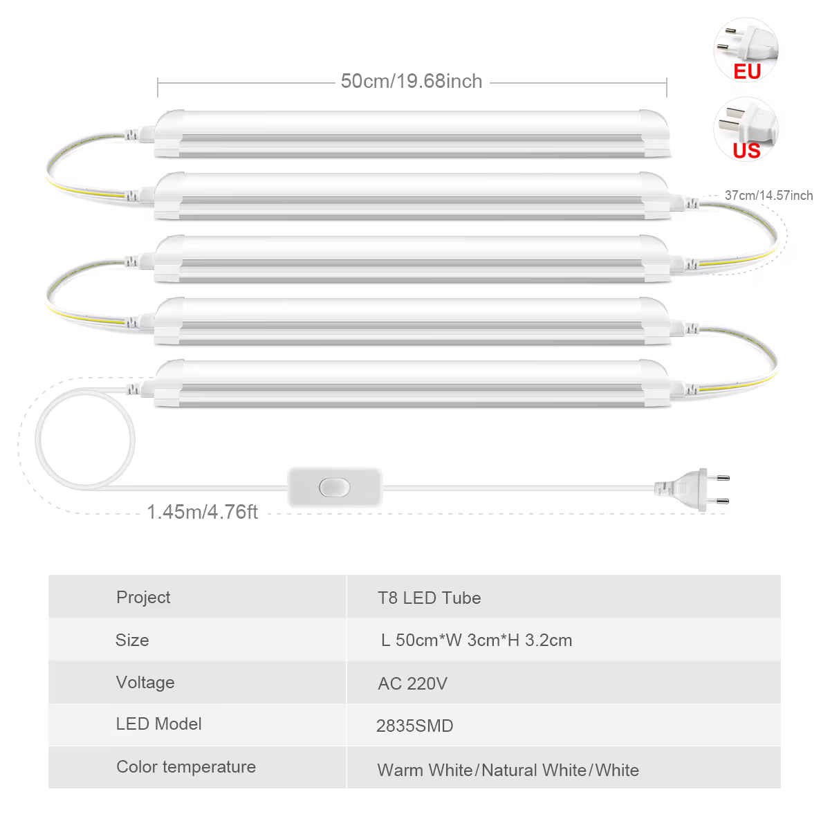 Les Tubes fluorescents LED haute luminosité T8 25W conviennent à l'éclairage des zones spacieuses dans les centres commerciaux, les hôtels et les salles d'exposition