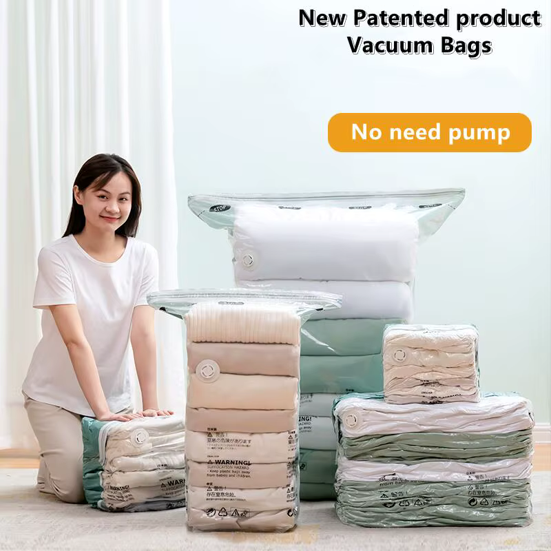 Sacs de rangement sous vide sans pompe – Sacs de compression extra-larges pour vêtements, couvertures et literie, accessoires pour la maison