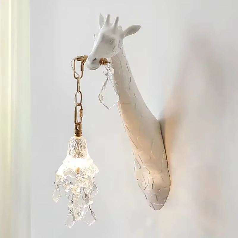 Nordique nouvelle résine girafe mur LED lumière chambre tête de lit couloir étude lampe G9 ampoules hôtel salon atmosphère décor éclairage