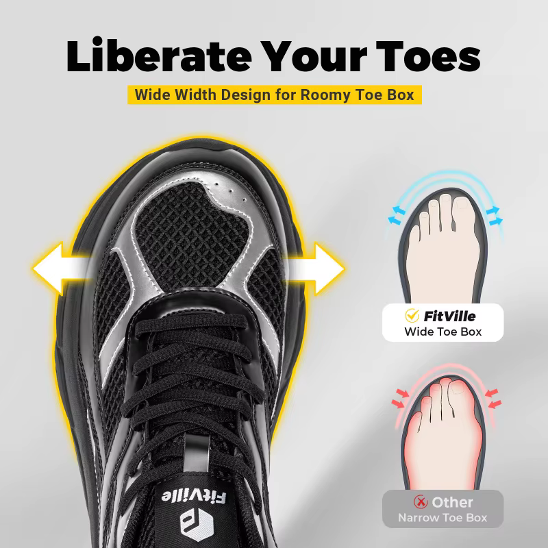 Chaussures de marche Extra larges pour hommes baskets rétro large largeur
