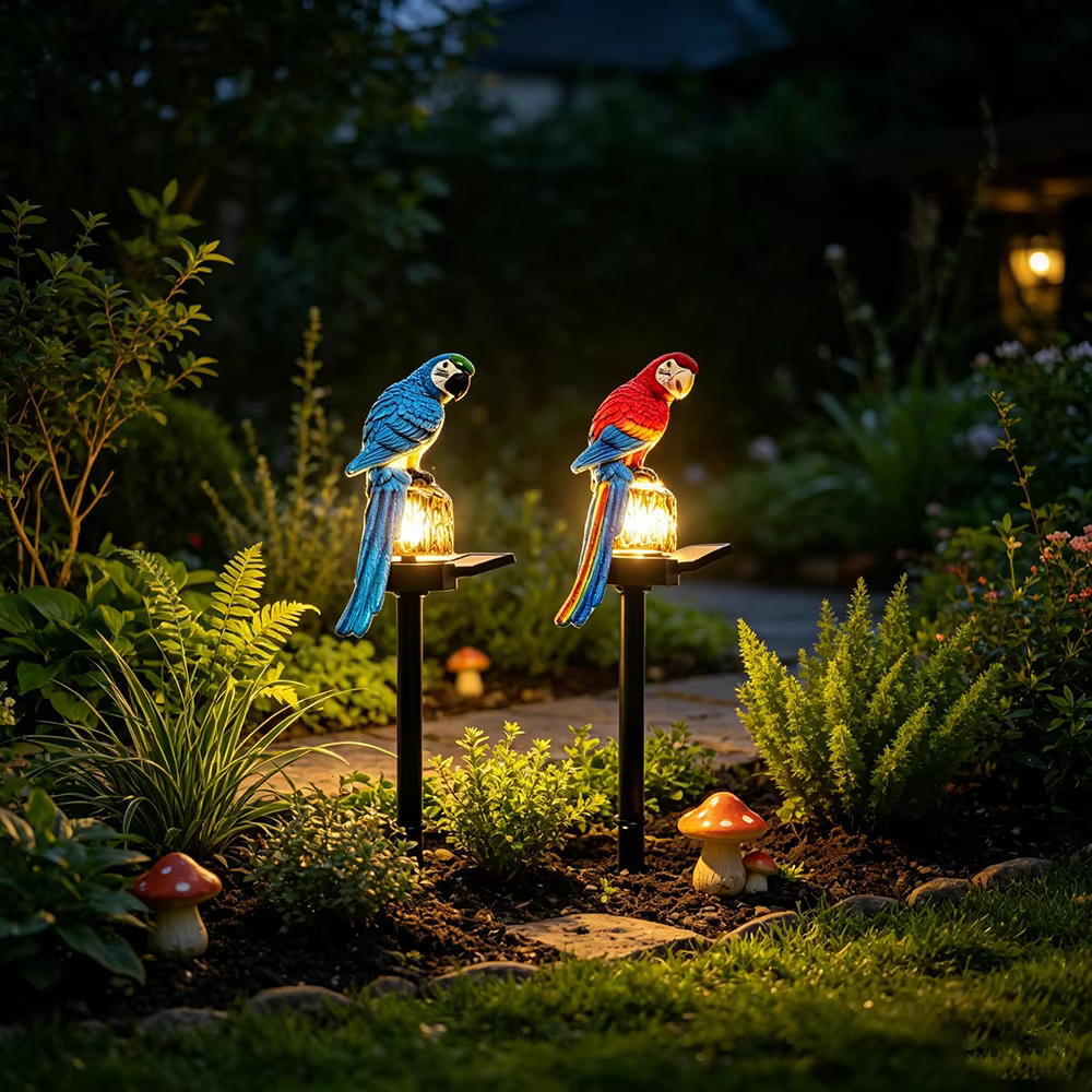 1 lampe solaire en forme de perroquet, à poser au sol, pour jardin, cour, allée extérieure, balcon, terrasse, décoration de pelouse