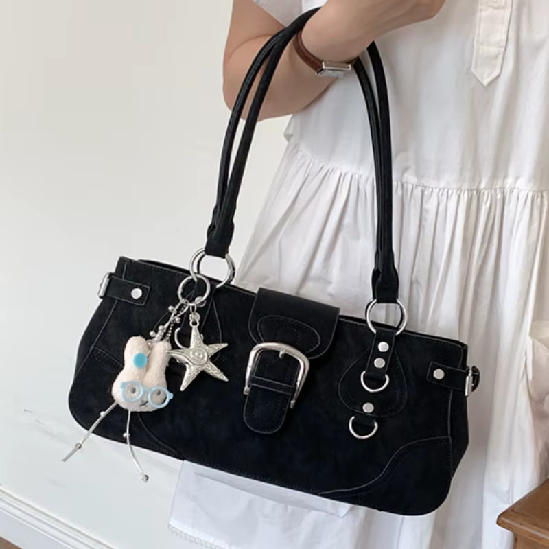Sac à main Hobo, sac à bandoulière pour femme style motard, sac fourre-tout vintage chic vert menthe Y2K pour filles