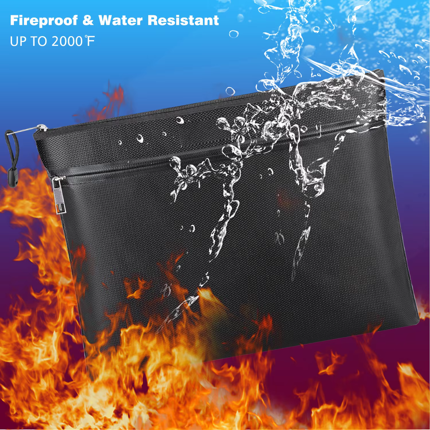 Sac de rangement double compartiment ignifuge et étanche avec fermeture éclair, sac de rangement multifonctionnel pour organiser les dossiers, sac ignifuge