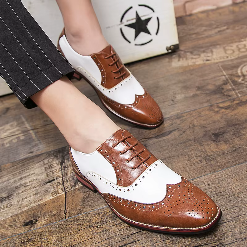 Marque italienne marron blanc bloc mixte chaussures hommes de haute qualité