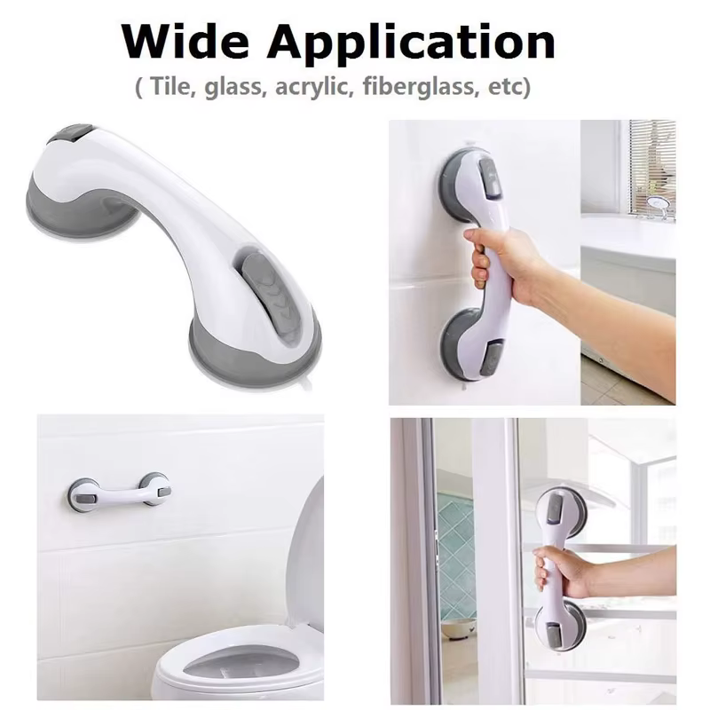 Barre d'appui de salle de bain, poignée de douche, barre de traction, super adhérence, double verrouillage, ventouse de sécurité, support antidérapant pour toilettes