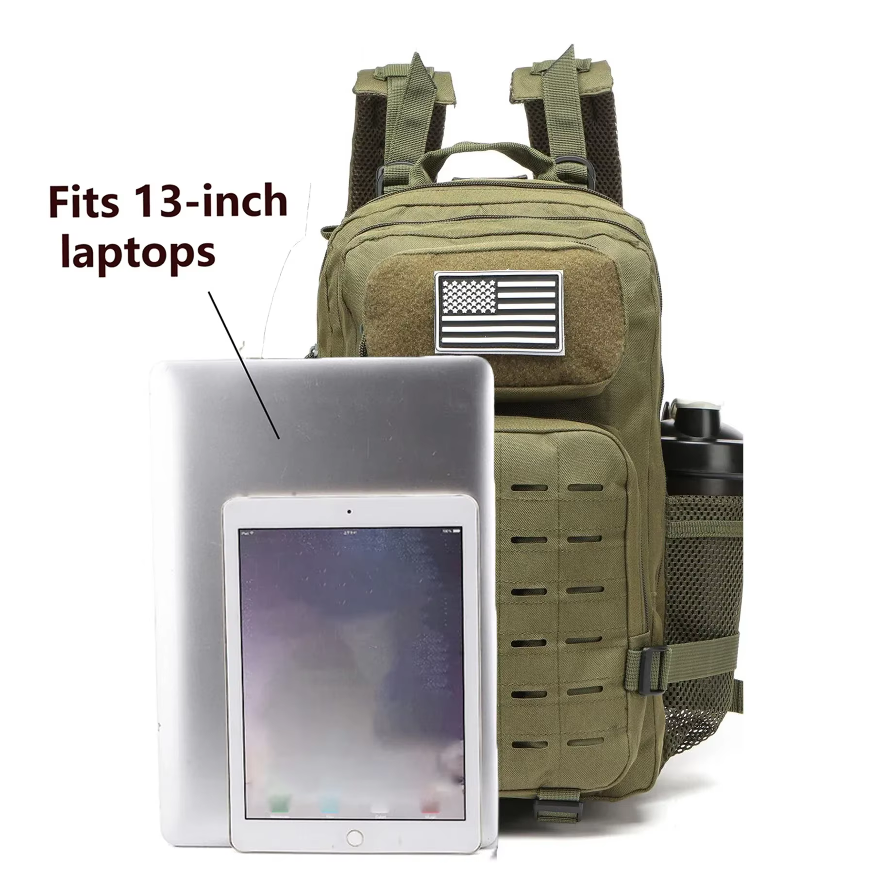 25L/50L étanche avec 2 porte-bouteilles sac à dos salle de sport voyage en plein air randonnée pêche Trekking sacs à dos 13 pouces pochette d'ordinateur