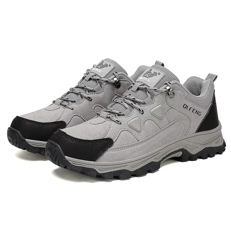 Chaussures de randonnée hiver rétro en cuir extérieur tout-terrain noir antidérapant Trail