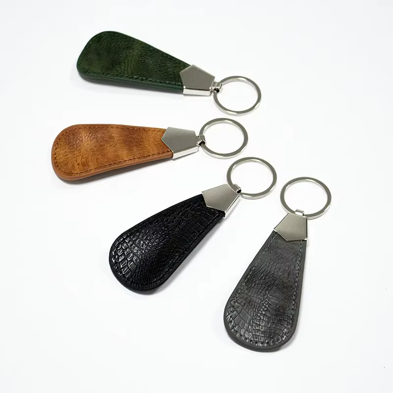 Chausse-pied en métal, Mini cornes à chaussures, lève-chaussures, Portable, de voyage, avec poignée en cuir, chausse-pied de déduction pour porte-clés