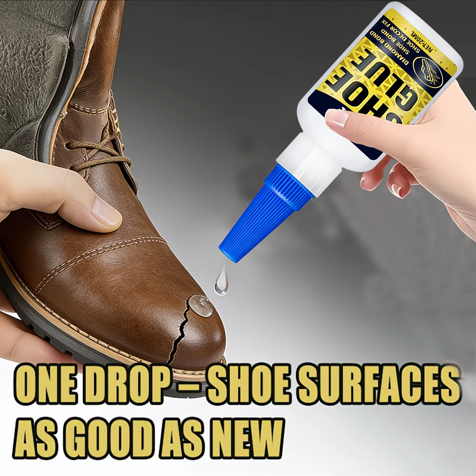 Colle à chaussures super résistante, adhésif professionnel à séchage rapide pour la réparation de chaussures en cuir, baskets, bottes, semelles cassées ou détachées