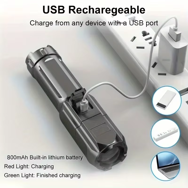 Puissante lampe de poche LED Rechargeable USB 18650 étanche Zoom pêche chasse Camping 100