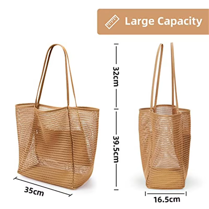 Nouveau modèle de sac de plage grande capacité pour femme - Sac à bandoulière en polyester tissé durable avec ouverture supérieure pour les voyages et le shopping