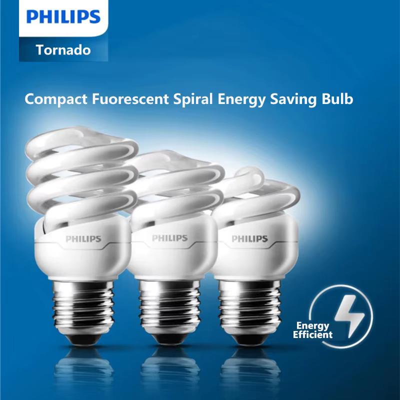 Philips Tornado – vis Edison fluorescente compacte E27, lumière spirale 8W 12W 15W, ampoule à économie d'énergie 2700K 6500K, lampe en forme de torsion