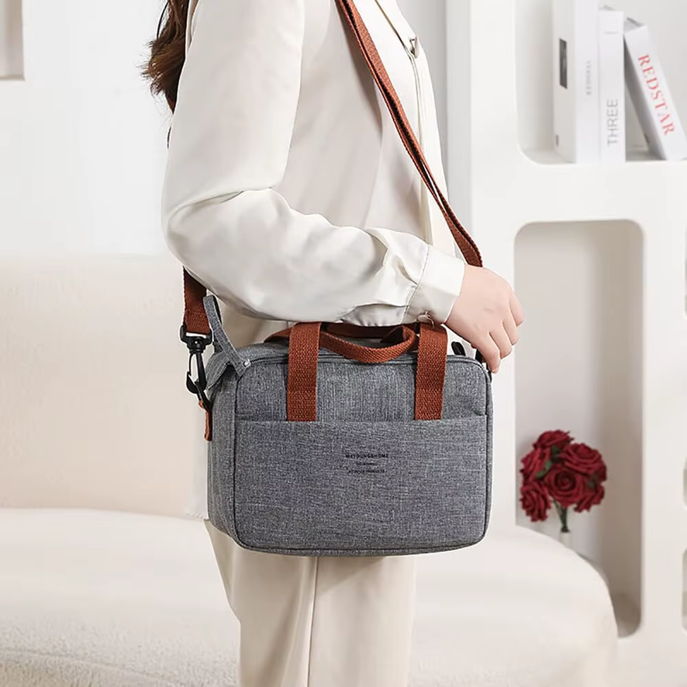 Sac à lunch isotherme pour femmes, grande capacité, sac isotherme, sac à main pour le déjeuner, étanche, réutilisable, avec bandoulière amovible