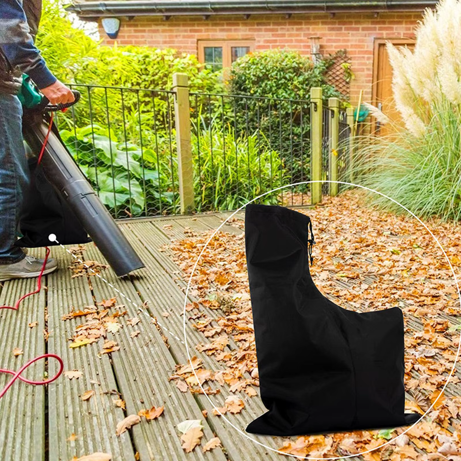 Sac sous vide pour souffleur de feuilles Oxford, organisateur de collecte de souffleur de feuilles de jardin, râteau, pochette de décharge inférieure à fermeture éclair, nettoyeur de pelouse