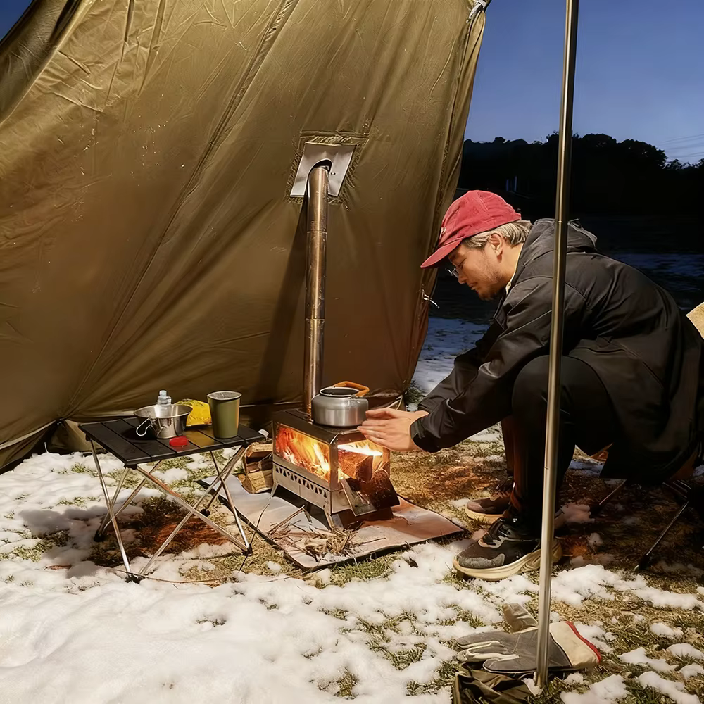 2 personnes hiver pyramide tente chaude ignifuge grande Camping en plein air