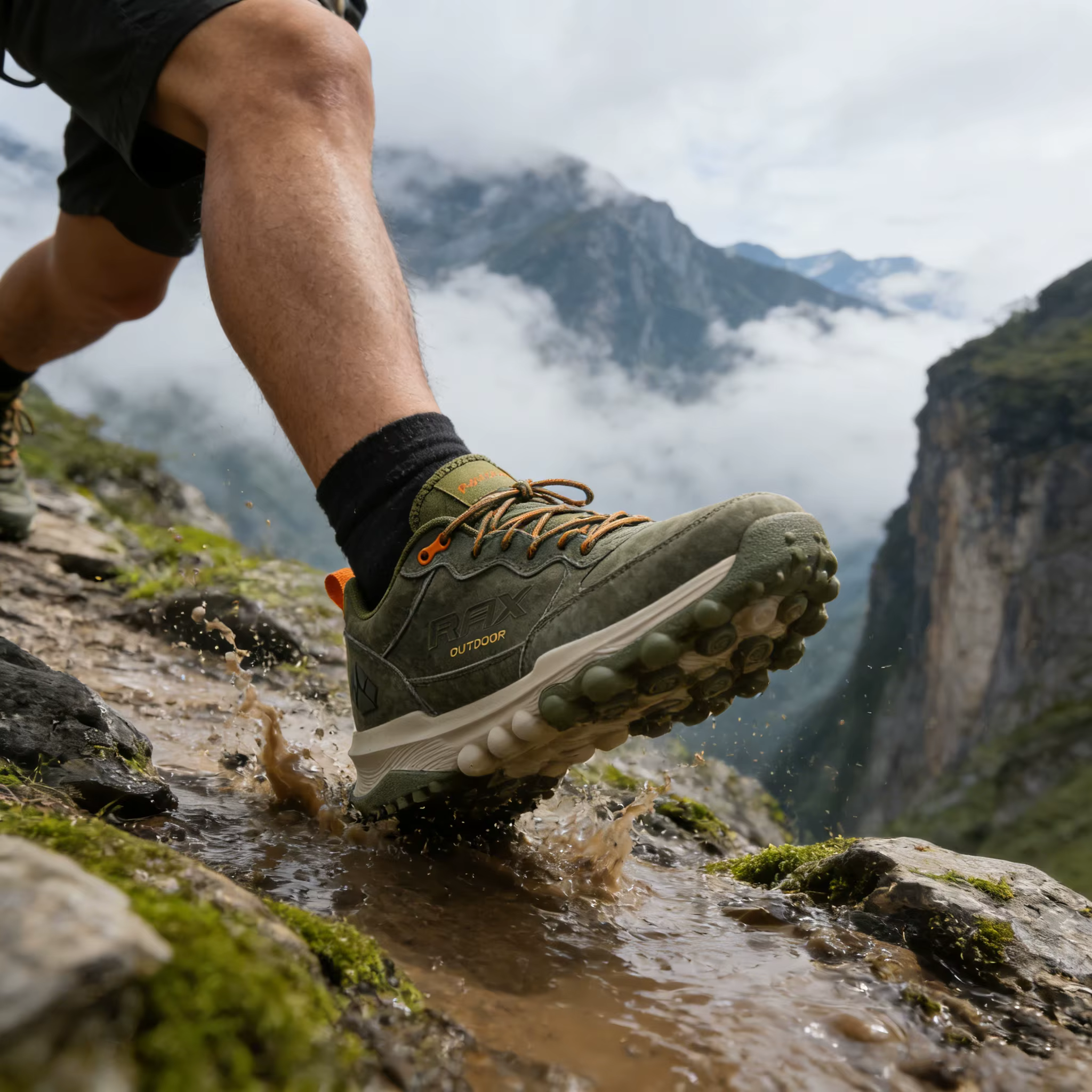 Chaussures de randonnée antidérapantes vert armée pour hommes
