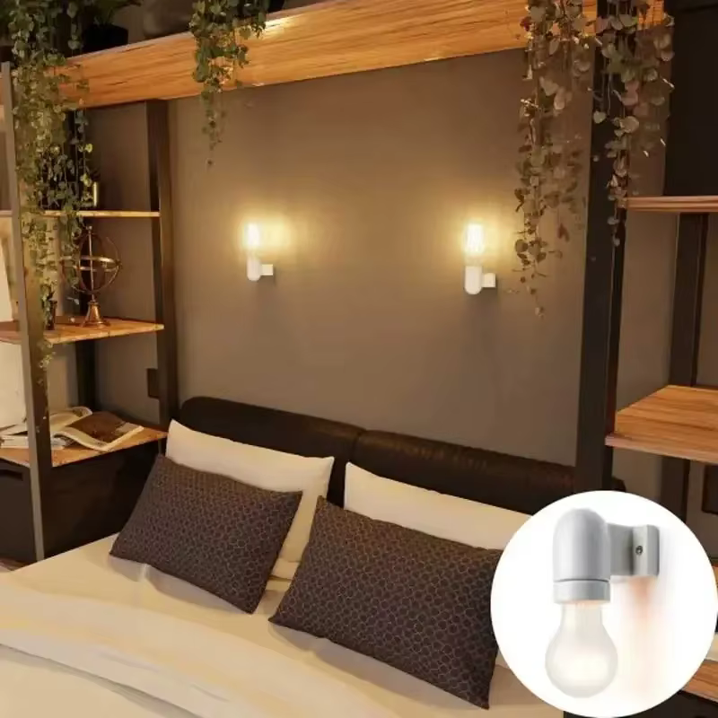 Lampe murale vintage en céramique E27 - Support d'ampoule rétro industriel