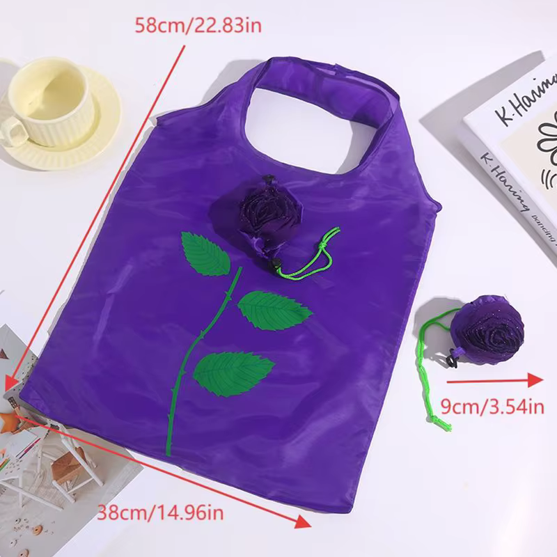 Sac de courses pliable à fleurs de roses, fourre-tout Portable de grande capacité, léger et Durable, sac à main de voyage, pochette de rangement