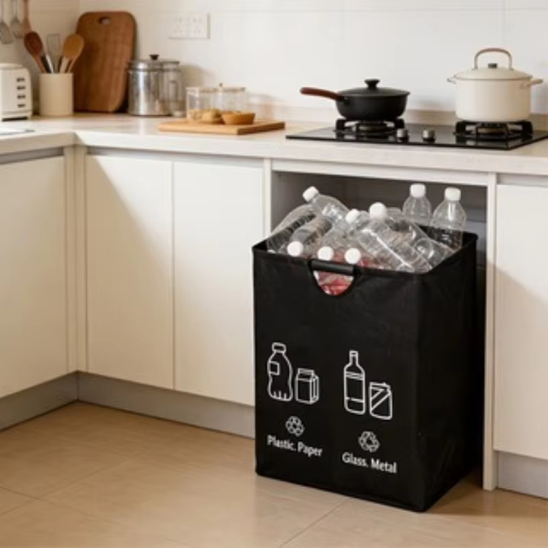 Poubelle pliable de 82 L, sac de rangement, panier de rangement pour bouteilles, capacité de 65 bouteilles, pour la cuisine, la maison et le bureau, organisateurs de déchets ménagers