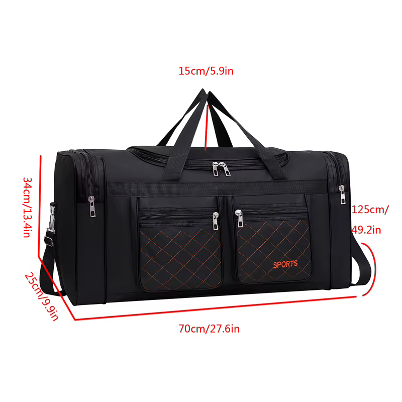 Sac à bagages de grande capacité pour hommes – Sac de voyage multi-poches avec fermeture à glissière