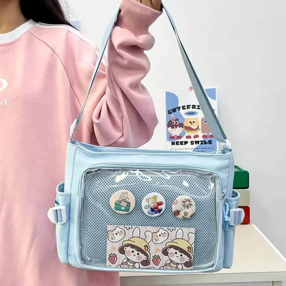 Sac à bandoulière Transparent japonais Y2K Lolita, nouvelle tendance, Badge Itabag, décoration DIY, sac à bandoulière, sacs d'école quotidiens pour adolescents