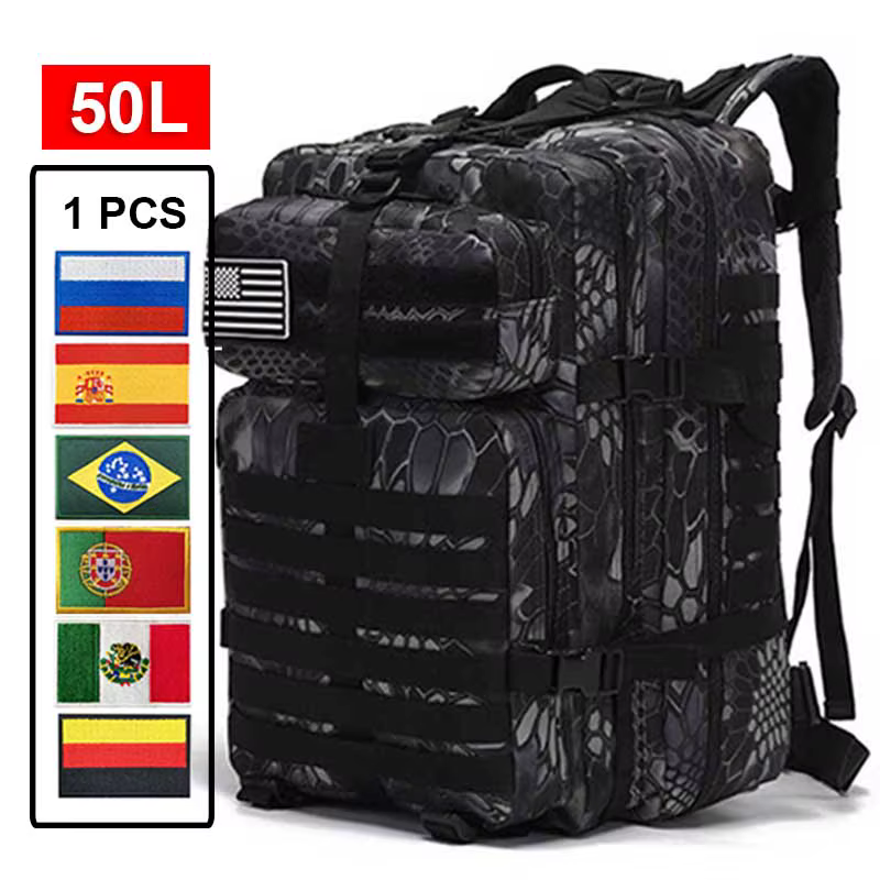 50L 30L noir Python sac à dos tactique hommes femmes en plein air Camouflage sac à dos cyclisme randonnée chasse sac sport armée 3P sac à dos