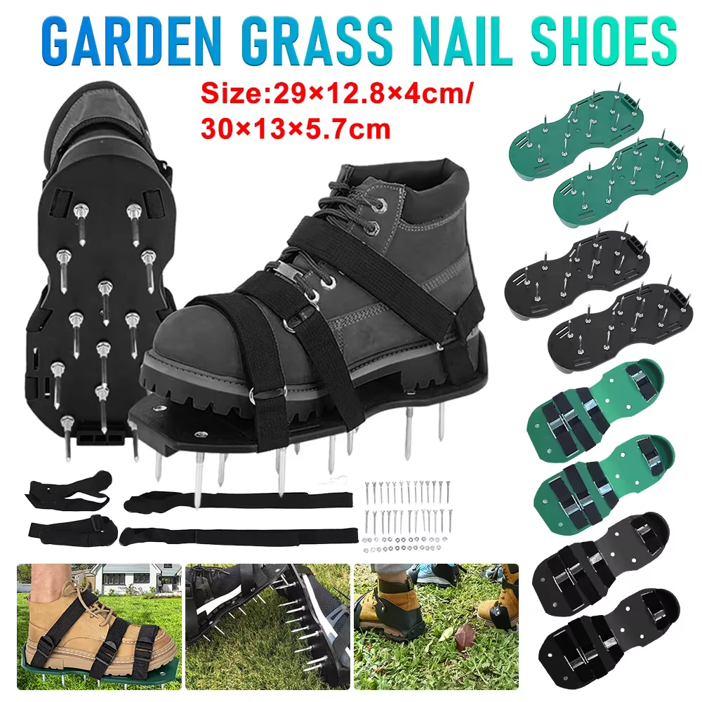 Pointes d'aérateur de pelouse pour chaussures, outil de jardin de cour, scarificateurs de sol, cultivateur d'ongles