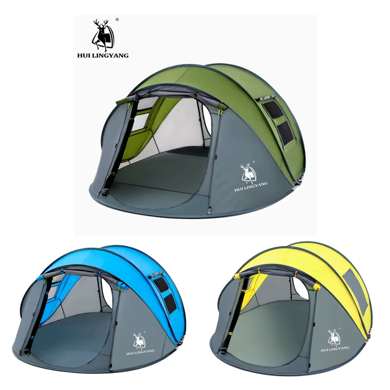 HUI LING YANG-Tente Pop-Up Étanche pour 3 à 4 Personnes, existent, Grand Espace, Camping en Plein Air Familial, Pergola Touristique Portable