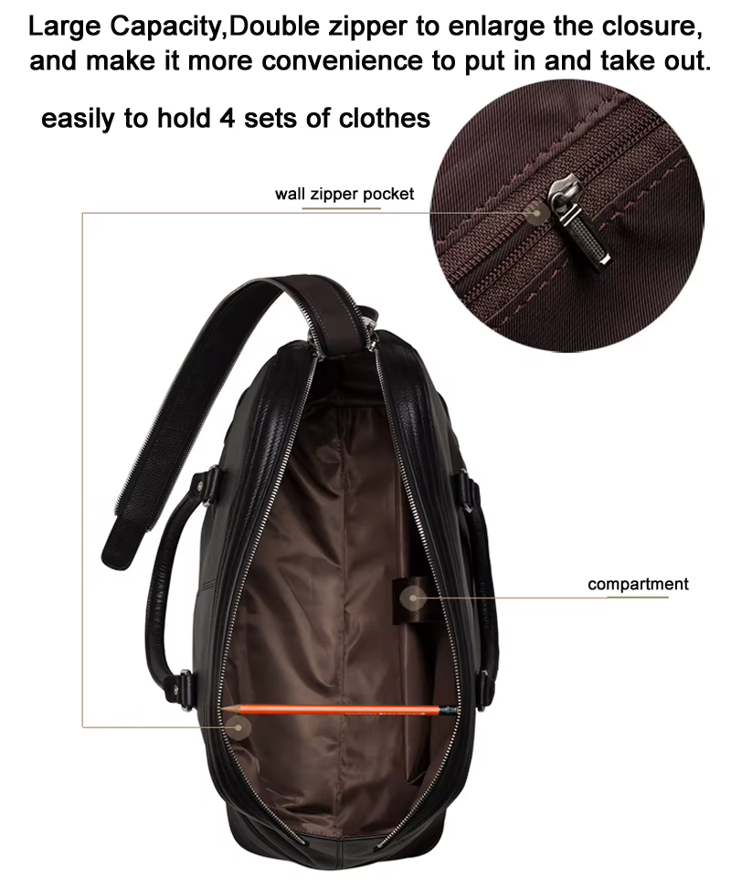 Sac de voyage de luxe en cuir véritable pour hommes