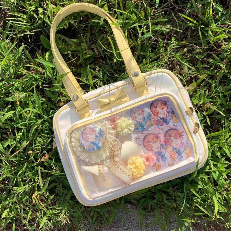 Y2K mignon nœud Ita sac fille Transparent sac de messager femmes mode épaule sac à bandoulière Ladys bricolage Badge sac fourre-tout Lolita sac à main