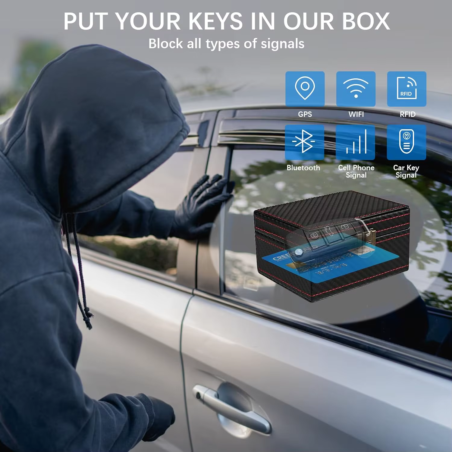 Boîte Faraday antivol avec sac pour clé de voiture, cage RFID, protecteur de clé Faraday, boîte anti-radiation pour téléphone portable, clé de voiture sans clé