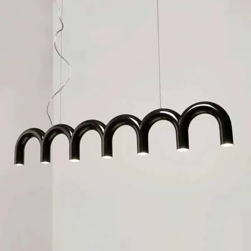 Lampe à suspension en forme de U oblure suédoise, tube en métal long, lampe de salle à manger, salon, chambre à coucher, étude, designer, art déco