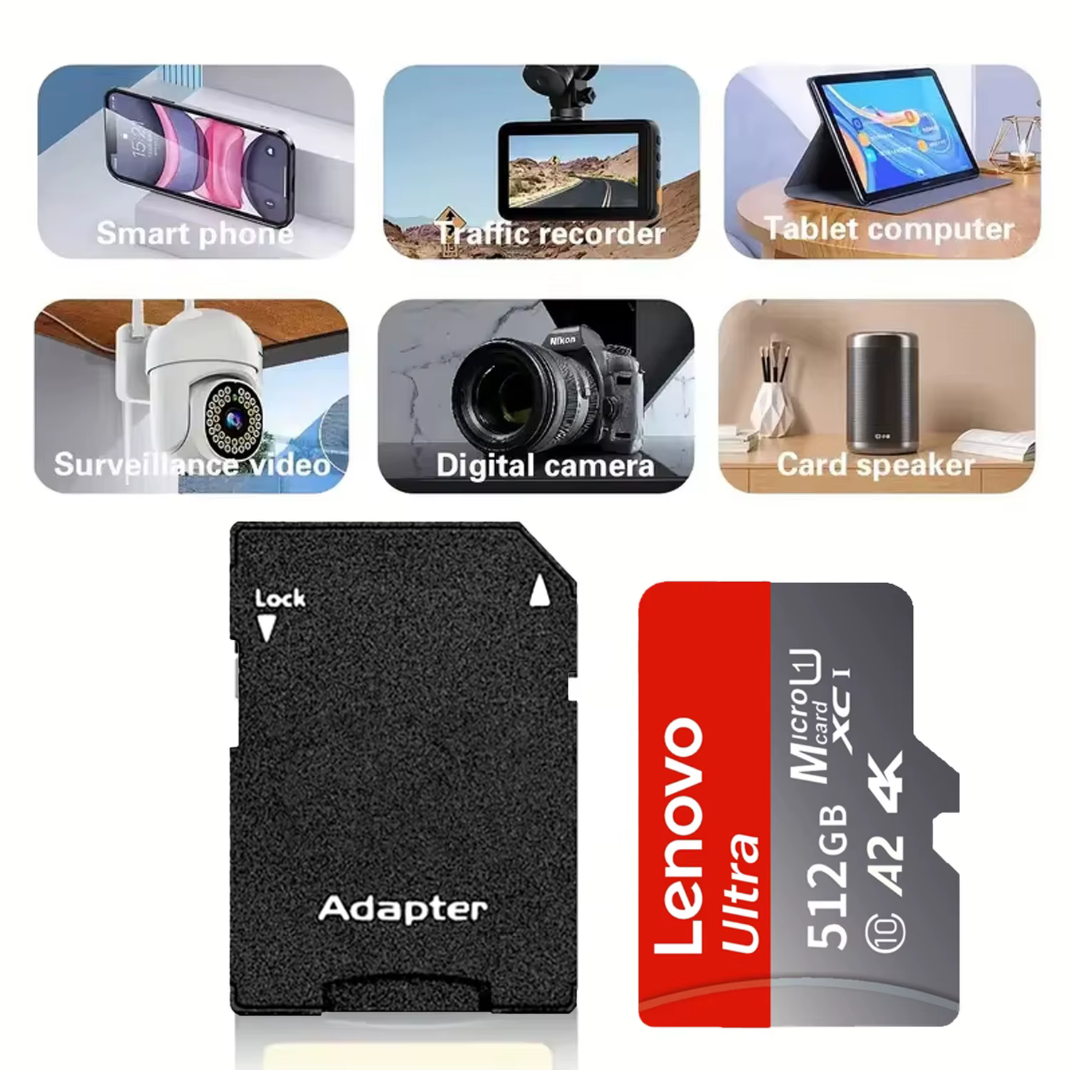 Carte SD Lenovo haute vitesse Micro SD pour Nintendo Switch 512 Go 256 Go 128 Go 64 Go U3 V30 Carte mémoire SD à performance stable