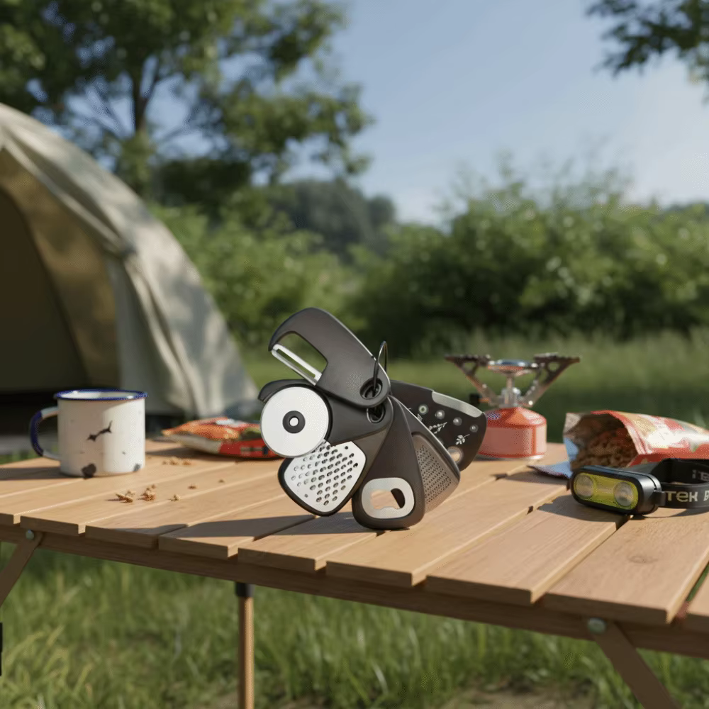 Ensemble d'ustensiles de camping au design compact