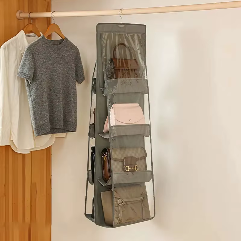 Sac de rangement suspendu en tissu Double face, multicouche, anti-poussière, Type suspendu, sac de garde-robe domestique, support de rangement