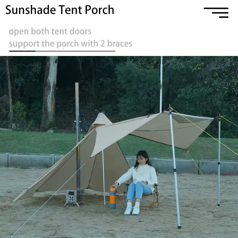 Tente de camping chaude avec fenêtre pour cheminée
