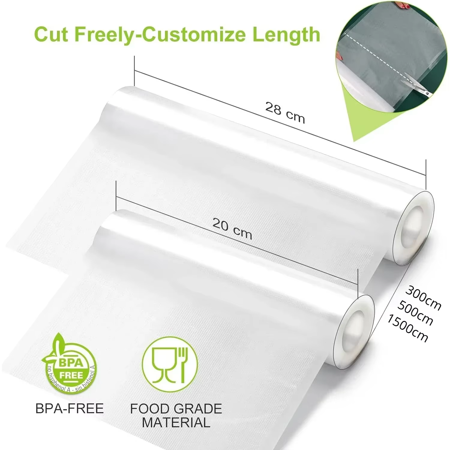 2 rouleaux de sacs de mise sous vide pour aliments