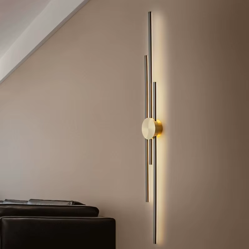 Applique murale longue moderne de luxe minimaliste noir et or lumières créatives chambre lampe de chevet allée TV fond décoration maison