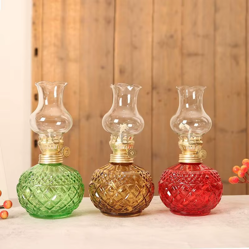 Lanterne à huile vintage en verre, lampe de table décorative, ornement pour mariage, fête, salon, cadeau de pendaison de crémaillère