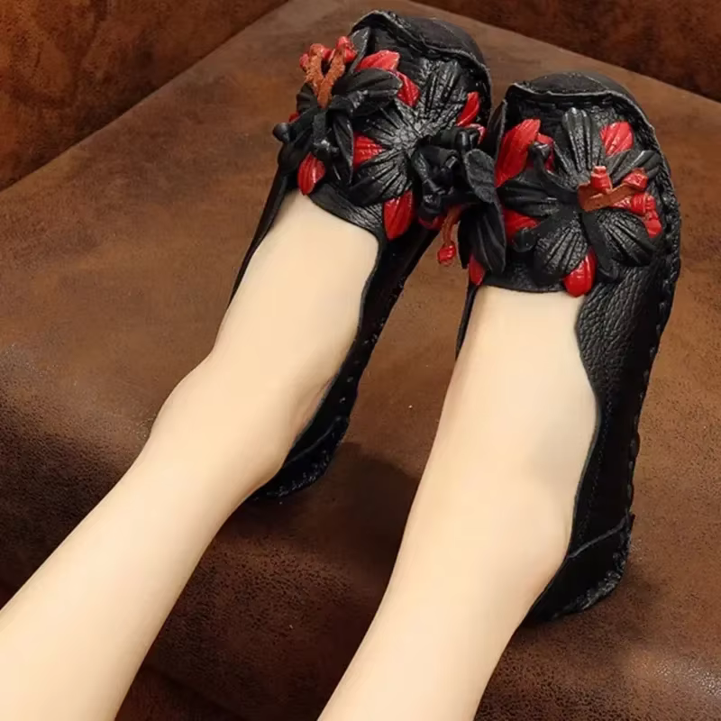Mocassins d'été en cuir véritable pour femmes