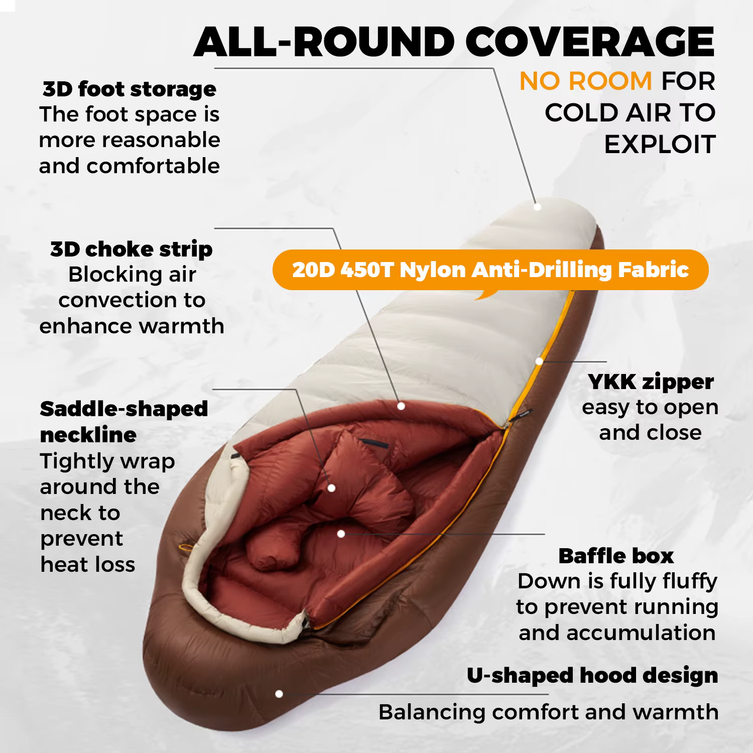 Naturehike Snowbird Duck Down momie sac de couchage 4 saisons léger Portable extérieur professionnel Camping hiver unisexe adulte