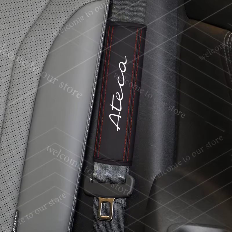 Coussin de ceinture de sécurité en cuir avec Logo Arona Ibiza Leon FR Ateca, accessoires de protection d'épaule