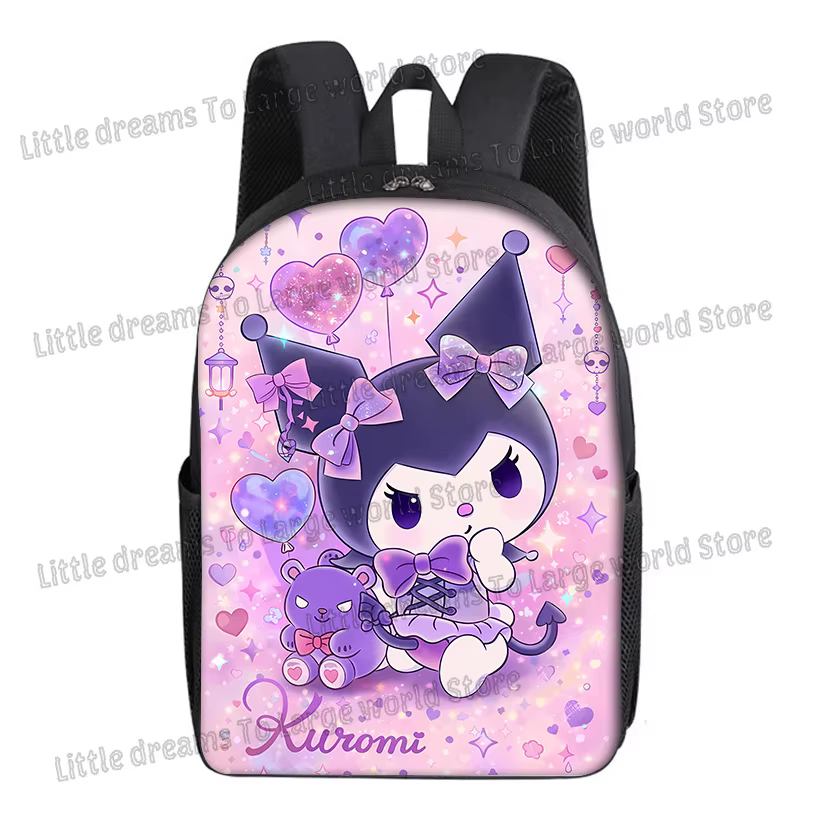 Sac à dos Kuromi Sanrio pour femmes, sac d'école pour étudiantes, sac à dos mignon de dessin animé, sac à dos d'anime, sac à dos imperméable de grande capacité, sacs à bandoulière