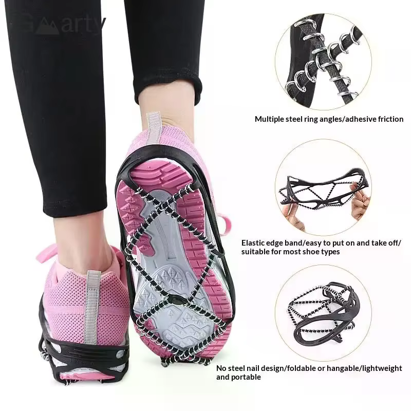 1 paire antidérapant glace neige pince couvre-chaussures Camping Sports de plein air couvre-chaussures marche Traction crampons glace Crampon couvre-chaussures