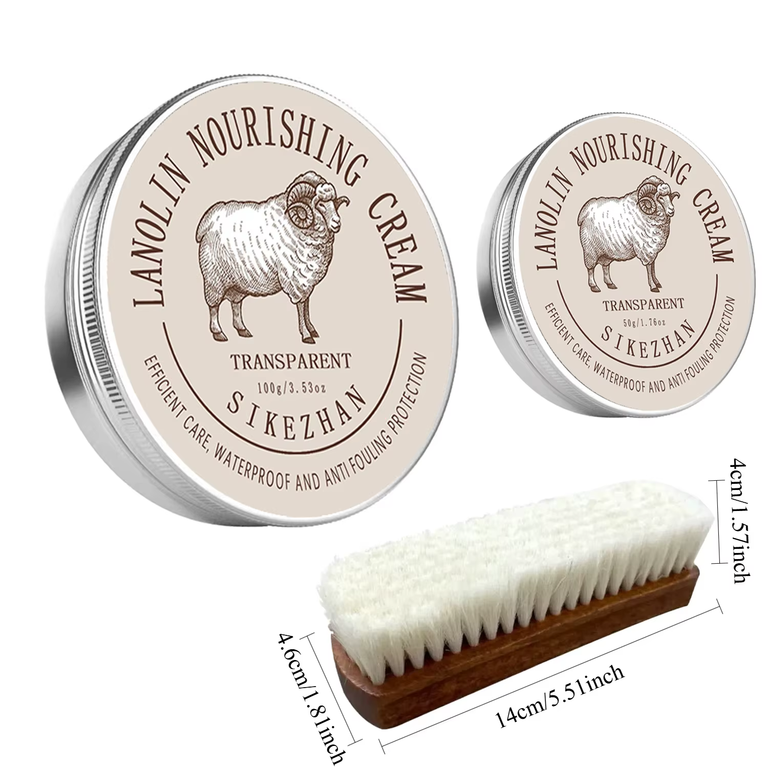 Kit de conditionneur et de cire pour cuir d'huile de mouton, avec brosse en laine douce, crème d'entretien du lanoline pour chaussures, bottes, meubles, sacs et canapé