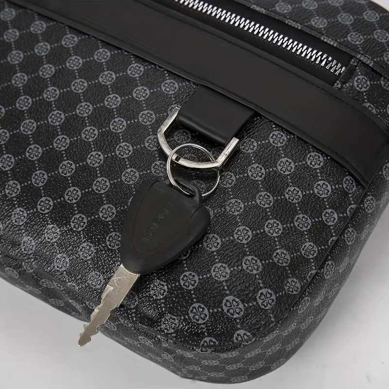 Sac à bandoulière décontracté de grande capacité, sac à bandoulière pour homme avec imprimé monogramme pour les trajets quotidiens et les sorties du week-end