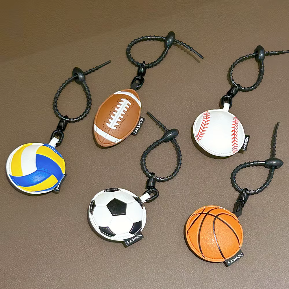 Porte-clés de Football en cuir, pendentif de Baseball, basket-ball, volley-ball, accessoires de sac pour dames, pendentif de clé de voiture